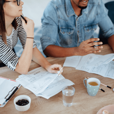 Couple discussing home finances